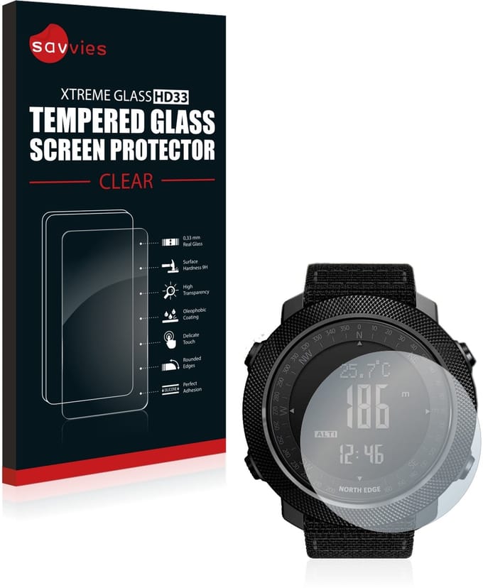 Savvies - Glas Screenprotector voor Explopur North Edge Apache - Gehard Beschermglas 9H