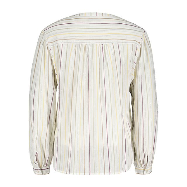 Red Button Blouse SRB4243 Lurex stripe - Ecru