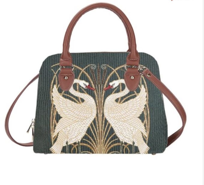 Handtas - Schoudertas - Swan - Zwanen - Donker groene achtergrond - Walter Crane