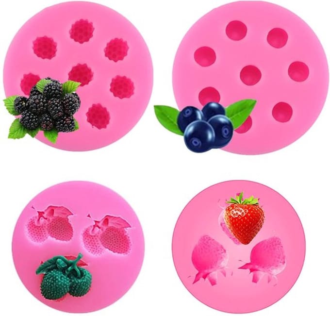 Set van 4 blauwe silicone bakken voor fondantwerk
