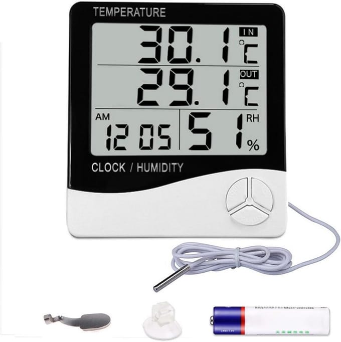 Digitale Binnen Buiten Thermometer Hygrometer met Groot LCD Scherm - Temperatuur en Vochtigheid Meter