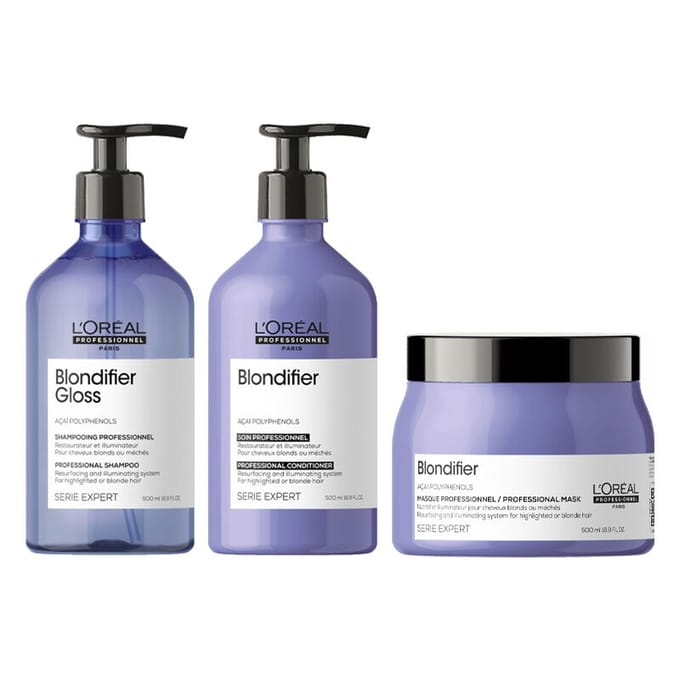 L'Oréal Serie Expert Blondifier Shampoo 500ml + Conditioner 500ml + Mask 500ml