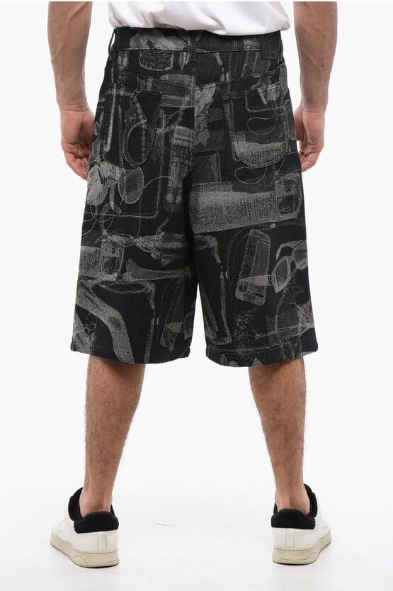 Hoge taille jacquard XRAY denim shorts in grijs