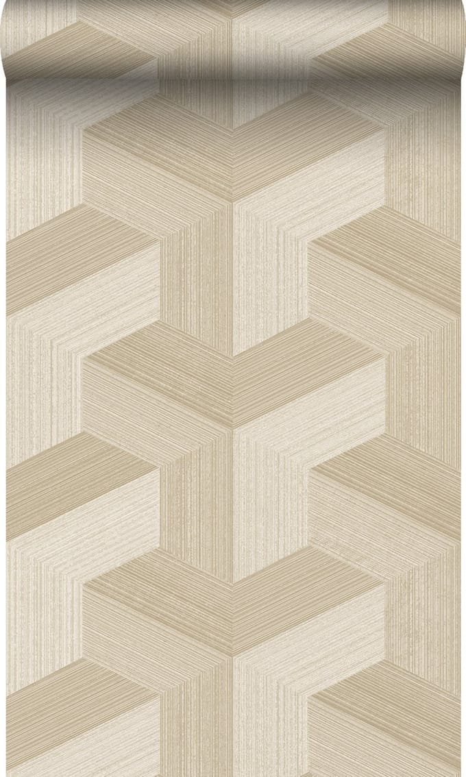 Origin Wallcoverings behang grafisch 3D motief beige - 53 cm x 10.05 m - 347949
