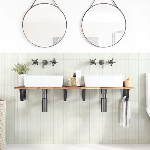 vidaXL - Badkamer - wandschap - staal - en - massief - acaciahout