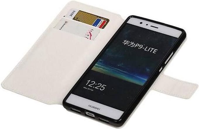 Cross Pattern TPU Bookstyle Wallet Case Hoesje Geschikt voor Huawei P9 Lite Wit