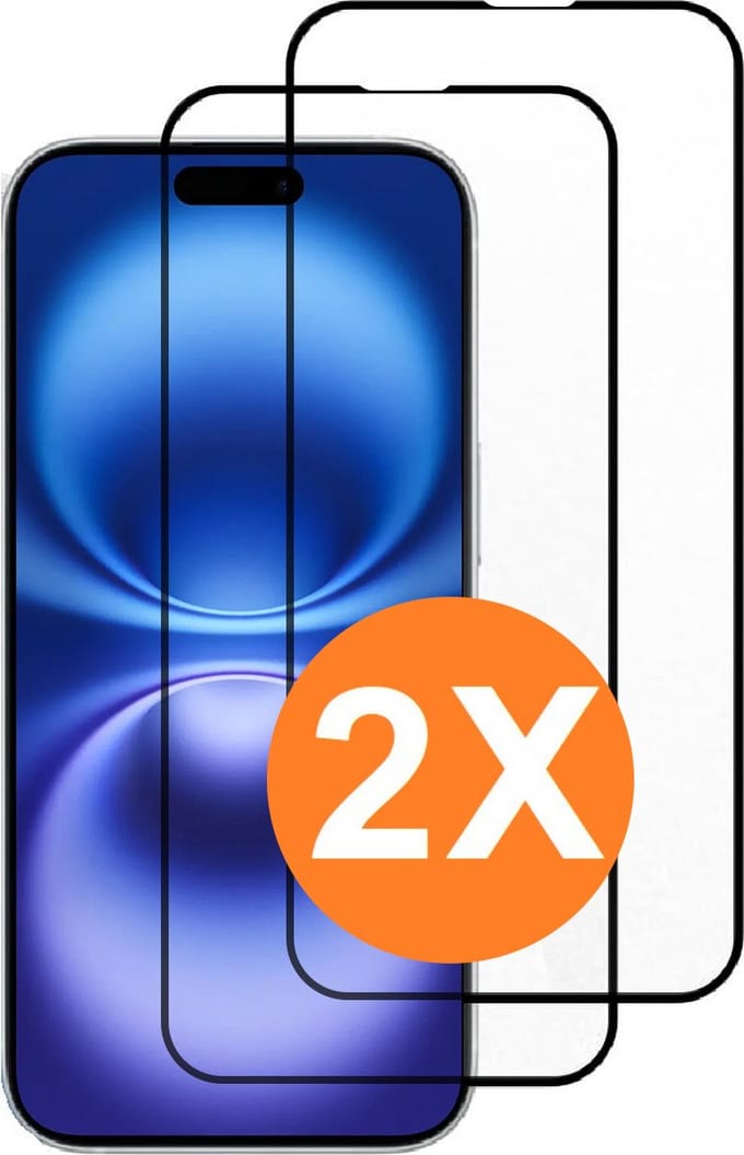 Screenprotector Geschikt voor iPhone 16 screenprotectors Glas gehard tempered glass Full cover – 2PACK