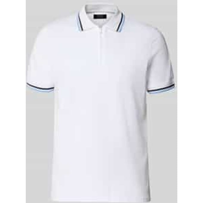 slim fit poloshirt met contraststrepen en ritssluiting