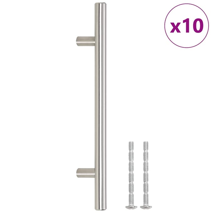 vidaXL - Handvatten - 10 - st - hartafstand - 160 - mm - totale - lengte - 224 - mm - zilver