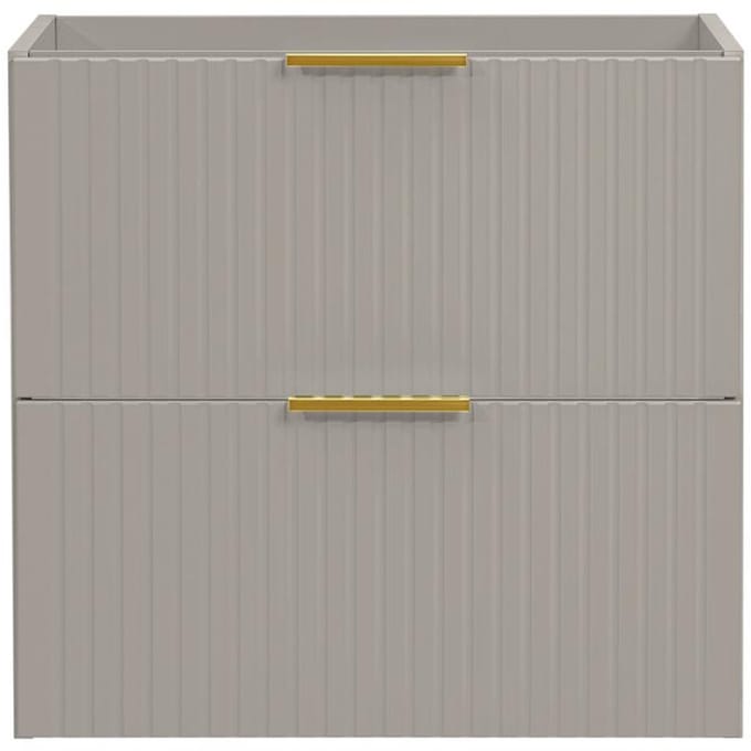 Vente-unique Geribbeld hangmeubel onder wastafel - Beige - L60 cm - ZEVARA