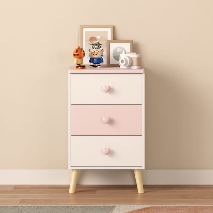 Kindernachtkastje Sandnes wit en roze 62x38x30 cm [en.casa]