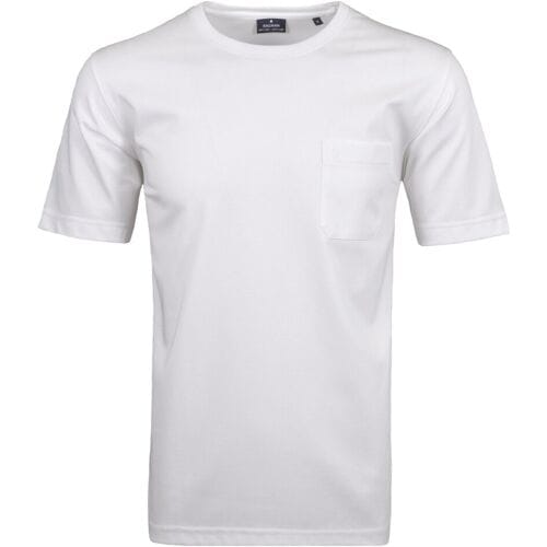 Ragman T-Shirt Softknit Uni Easy Care Round Neck Breast Pocket Wit / male