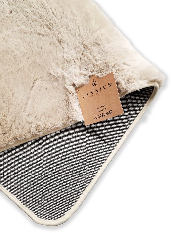 LINNICK Badmat Fluffy Beige - Microvezel - 60x100 cm - Beige