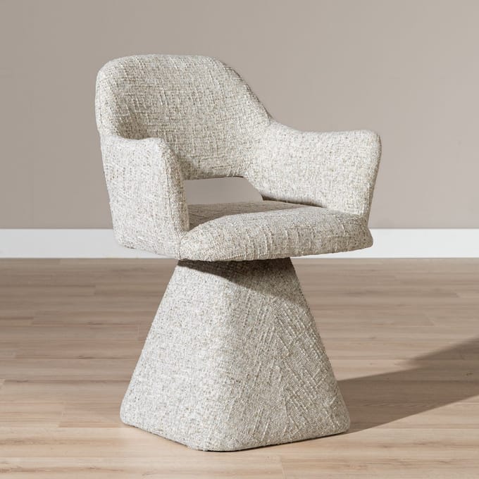 Bronx71® Eetkamerstoel Josh draaibaar chenille taupe - stoel