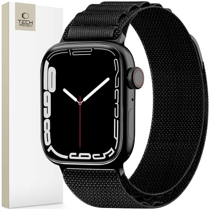 Tech-Protect Nylon Pro Strap for Apple Watch 4 / 5 / 6 / 7 / 8 / 9 / SE / Ultra 1 / 2 (42 / 44 / 45 / 49 mm) - Black