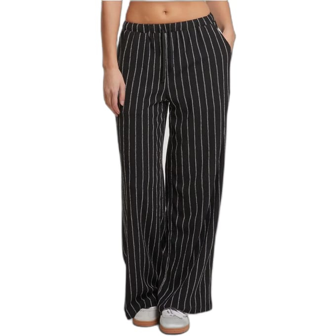 Urban Classics - Structured Striped Relaxed Fit Wijde broek - S - Zwart/Gebroken wit