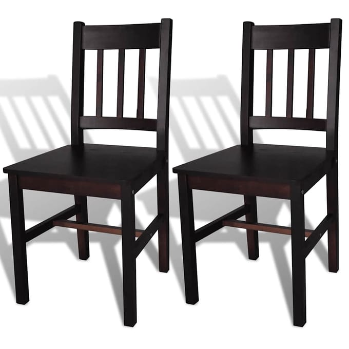vidaXL - Eetkamerstoelen - 2 - st - grenenhout - donkerbruin