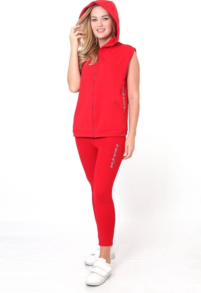 Hoodie & capri legging / Capri Loungewear Set ASoL / rood/ S