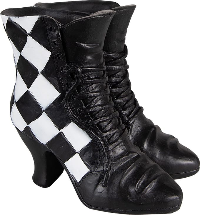 Clayre & Eef Decoratie Schoenen 15x12x15 cm Zwart Wit Polyresin