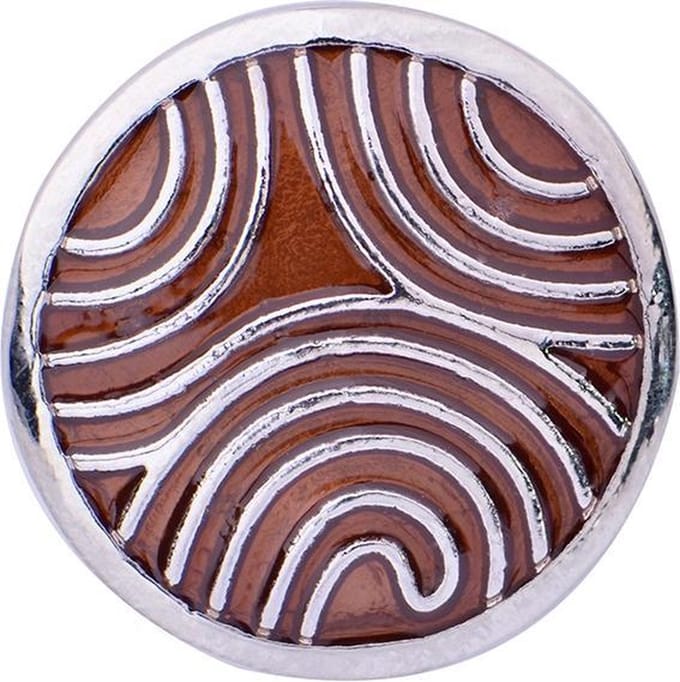 Quiges - Dames Click Button Drukknoop 18mm Golven Bruin - EBCM024