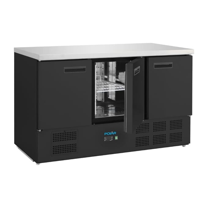 Polar G-serie 3-deurs koelwerkbank zwart 400L