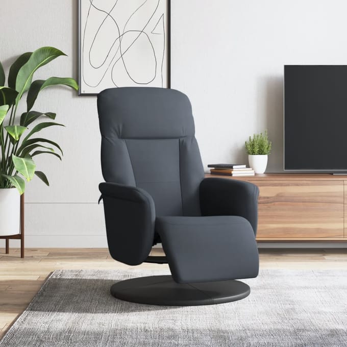 vidaXL - Fauteuil - met - voetensteun - verstelbaar - fluweel - donkergrijs