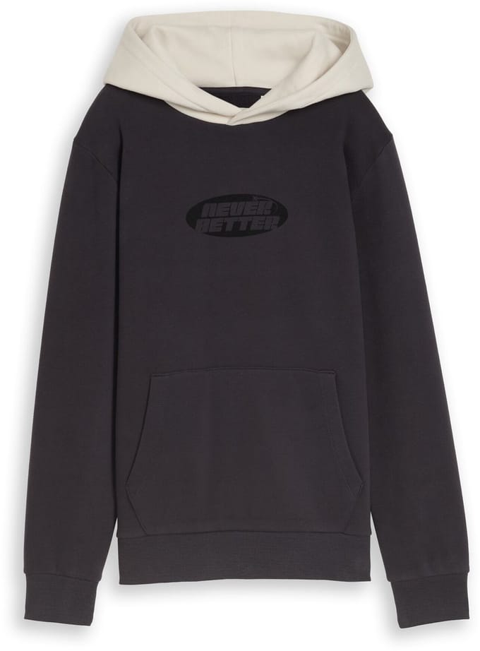 Tom Tailor - Hoodie Sweatshirt met Foto-Print - Maat 152 - coal grey