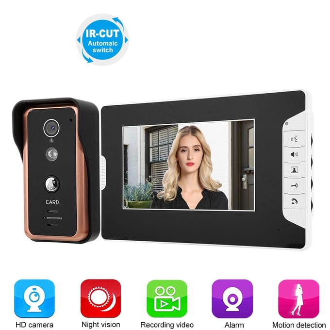 7 Inch Video Intercom Deurbel met Elektronisch Slot en Deuropenknop
