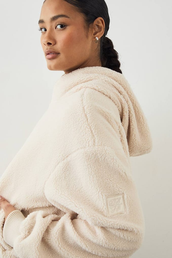 Dames DSGN Studio Borg Rits Doorlopend Jasje | Cream | Maat: Large