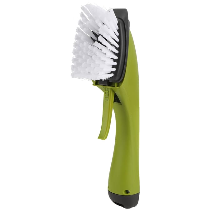 Brosse de nettoyage à long manche avec distributeur de savon pour casseroles, éviers et vaisselle, vert vert