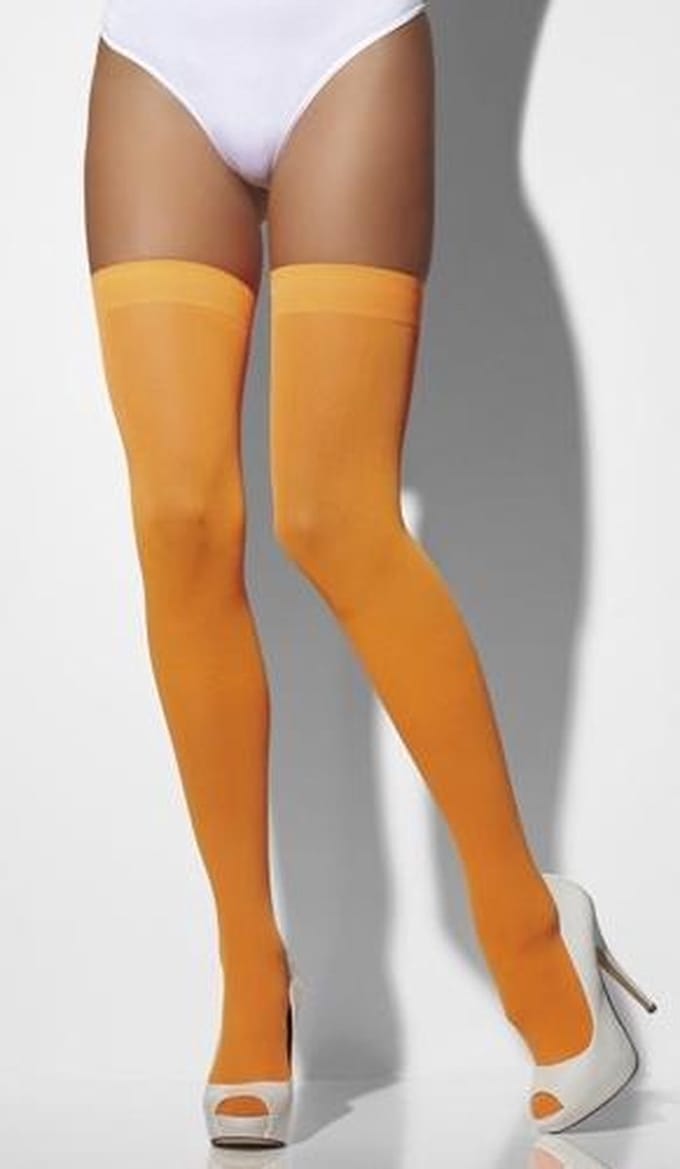 Neon oranje hold up kousen