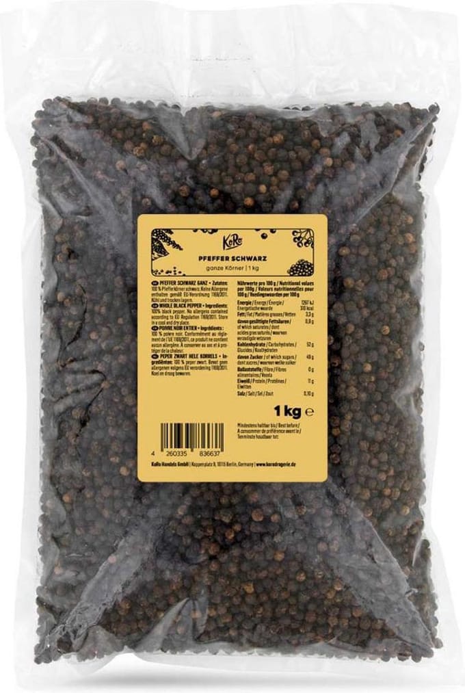 KoRo | Zwarte peper hele korrels 1 kg