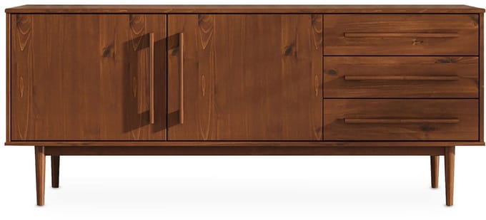 Sideboard TECCA 170 cm met 2 deuren en 3 lades van massief hout – kastanje-afwerking