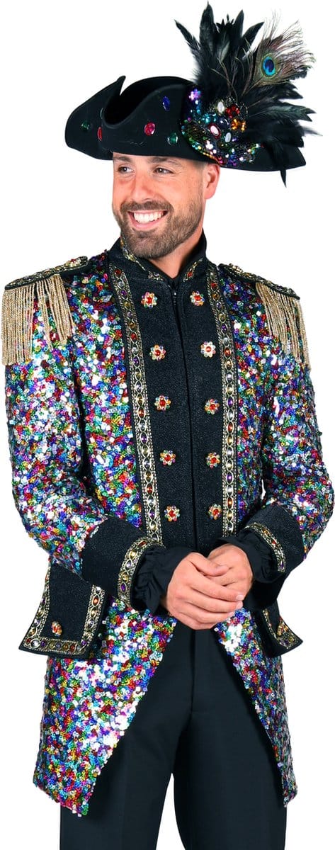 Thetru Carnavalsjas Heren - Sequinmaster - Disco Epauletten Jas