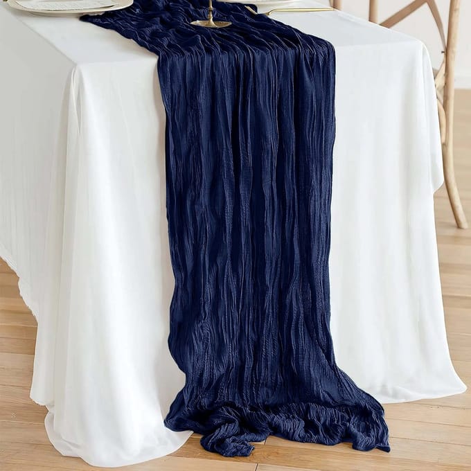 Meble odNowa Boho - Tafelkleed - Donkerblauw - Rustiek - 90x300 cm