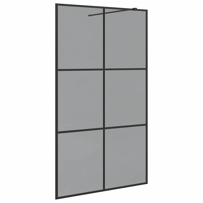 vidaXL - Inloopdouchewand - Zwart - 115 - x - 195 - cm - gehard - glas