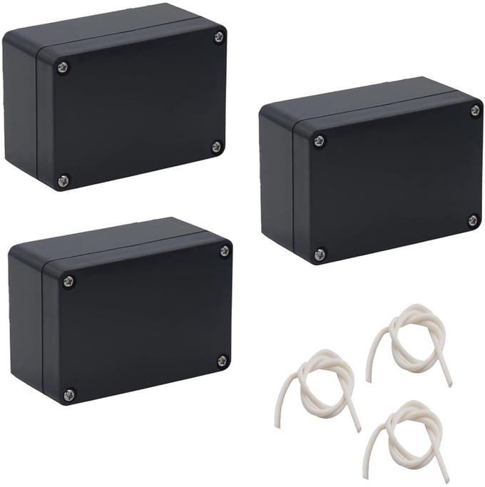 3 Stuks Waterdichte Aansluitdozen Zwart - IP65 Elektra Verdeeldoos 100x68x50 mm