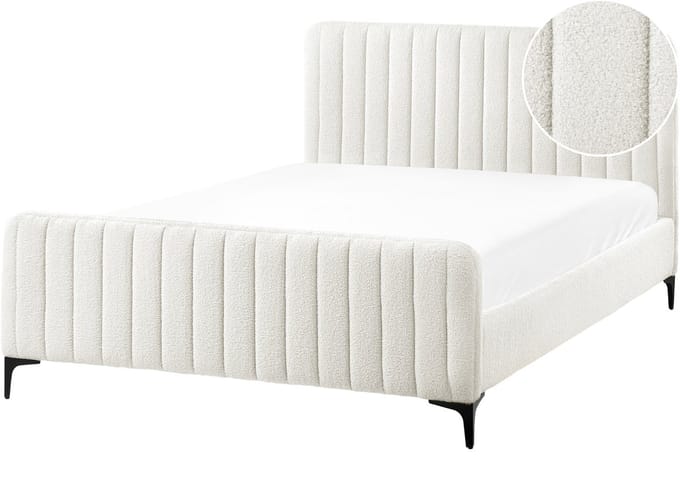 LUNAN - Tweepersoonsbed - Gebroken wit - 140 x 200 cm - Bouclé