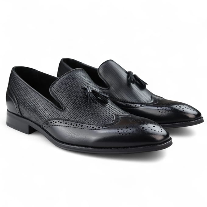 Zwarte mocassin loafers met kwastjes voor heren, elegante instappers