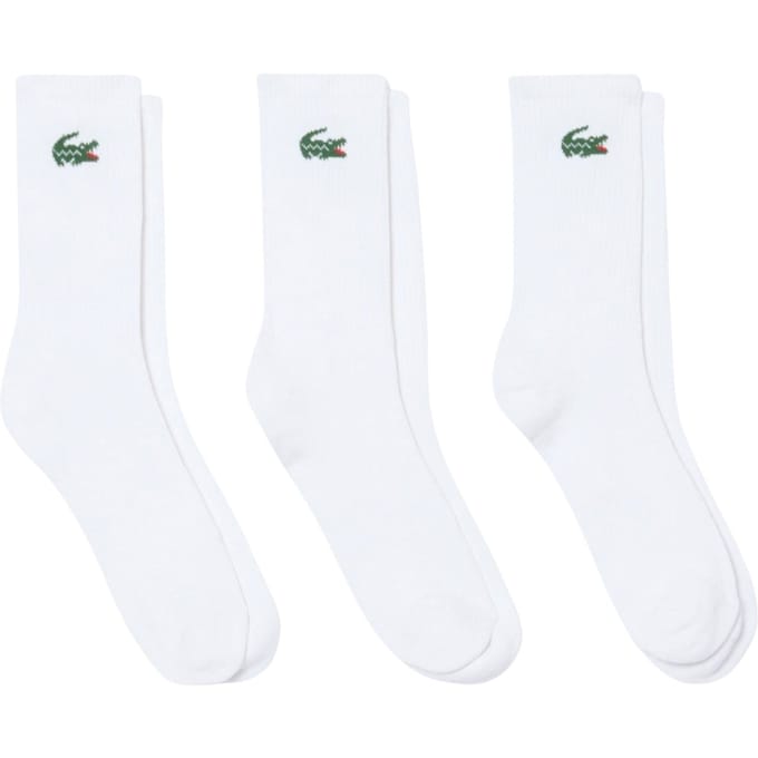 Lacoste sportsokken (3-pack) - unisex sokken met badstof binnenzool - wit