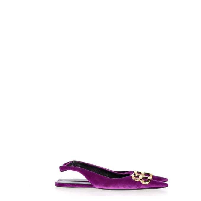 Balenciaga BB Knife Slingback Flats in Paarse Fluwelen