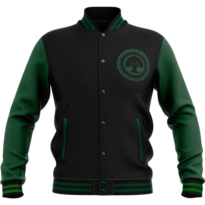 Magic: The Gathering Forest Roundel Varsity Jacket - Black/Green - M