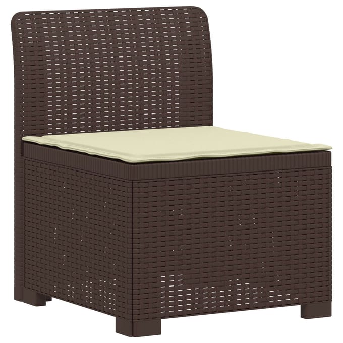 vidaXL - 4-Persoons - Tuin - Sofa - met - Kussens - Rattan - Look - PP - Bruin