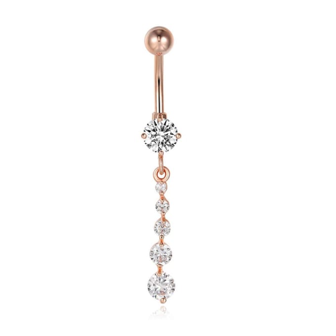 Cilla Navelpiercing van Edelstaal - Zirkonia Rosegoudkleurig