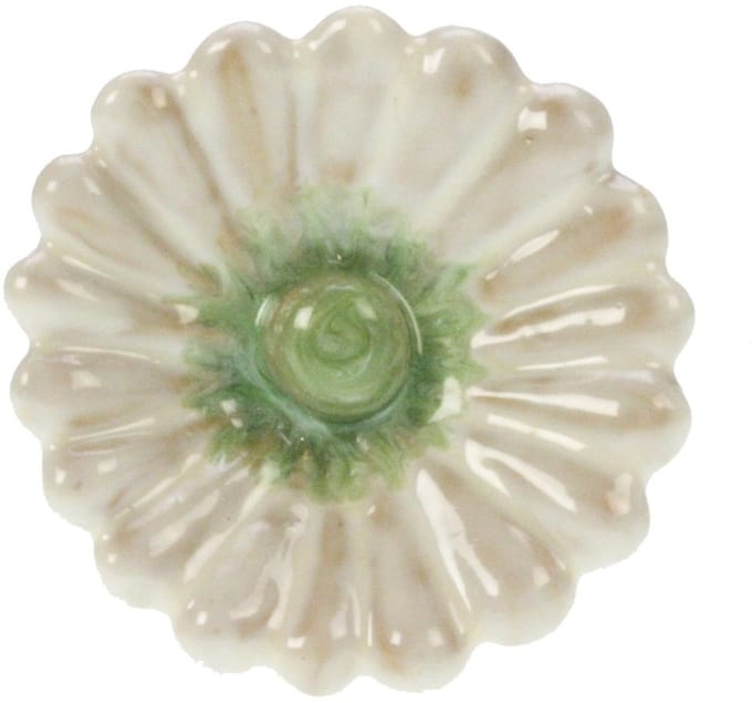 Deurknop Bloem – Wit/Groen – Ø4×6 cm – Stijlvol & Decoratief
