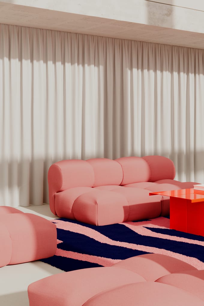 Objekte unserer Tage zander Sofa Design 08 (4 -zit) - Vidar 0622 roze