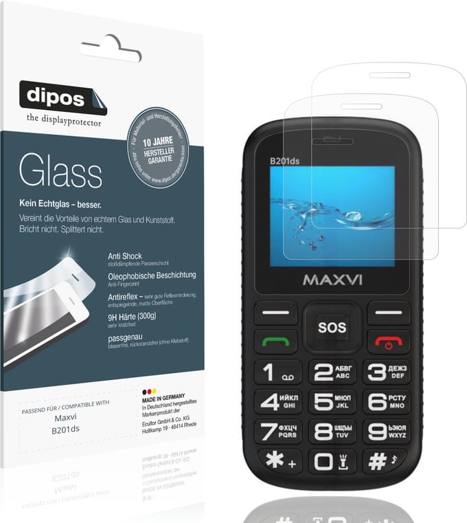 dipos – 2x Matte Pantserfolie geschikt voor Maxvi B201ds | 9H Screenprotector