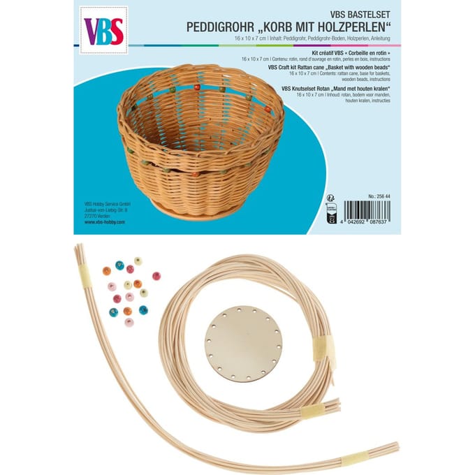 VBS Knutselset Rotan "Mand met houten kralen"