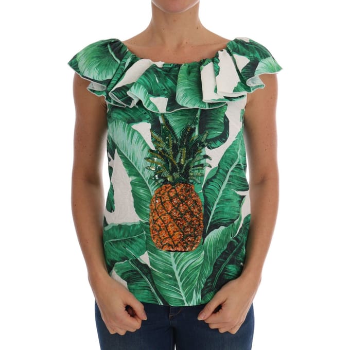 Dolce & Gabbana Dames Ananas Banaan Pailletten Blouse