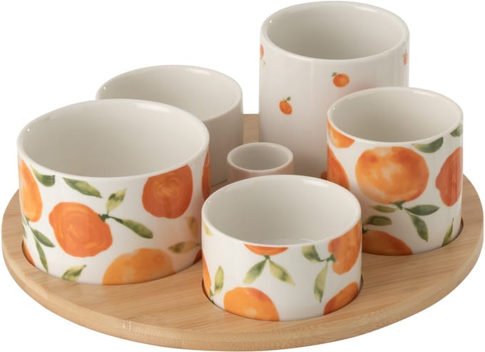 J-Line aperoschaal Oranje - keramiek - wit/oranje - large